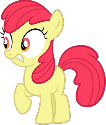 Size: 1677x1976 | Tagged: safe, artist:tourniquetmuffin, edit, editor:slayerbvc, character:apple bloom, species:earth pony, species:pony, episode:twilight time, g4, my little pony: friendship is magic, accessory-less edit, cropped, female, filly, missing accessory, nervous, simple background, solo, transparent background, vector, vector edit