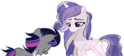 Size: 1024x461 | Tagged: safe, artist:yourrdazzle, base used, oc, oc only, oc:crescent moon, oc:pure heart, parent:king sombra, parent:twilight sparkle, parents:twibra, species:alicorn, species:pony, species:unicorn, offspring, simple background, transparent background