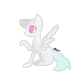 Size: 500x500 | Tagged: safe, artist:wisheslotus, oc, oc only, oc:wishes, species:pegasus, species:pony, cat, catpony, original species, pegasus oc, raised hoof, simple background, solo, species swap, white background, wings