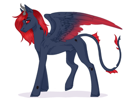 Size: 2196x1720 | Tagged: safe, artist:kim0508, artist:sparkling_light, oc, oc only, oc:king phoenix embers, species:changeling, species:dracony, species:dragon, species:pony, hybrid, red changeling, simple background, walk, walking, white background, ych result