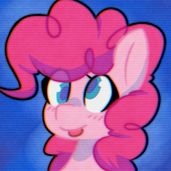 Size: 500x500 | Tagged: safe, artist:provolonepone, character:pinkie pie, species:earth pony, species:pony, bust, cute, diapinkes, eye clipping through hair, female, portrait, silly face, solo, tongue out