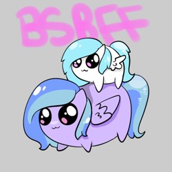 Size: 500x500 | Tagged: safe, artist:wisheslotus, oc, oc only, oc:wishes, species:pegasus, species:pony, chubbie, duo, female, mare, pegasus oc, ponies riding ponies, riding, wings