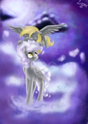 Size: 1446x2039 | Tagged: safe, artist:sa-loony, character:derpy hooves, oc, oc:alice, species:pony, cloud mane, nom