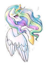 Size: 2480x3508 | Tagged: safe, artist:earthpone, derpibooru original, character:princess celestia, species:alicorn, species:pony, bust, colored pupils, cute, cutelestia, eye clipping through hair, female, looking at you, mare, princess, profile, simple background, solo, transparent background