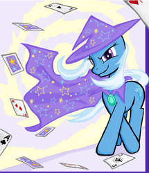 Size: 1049x1217 | Tagged: safe, artist:sallycars, character:trixie, species:pony, card, female, ms paint, smiling, solo, wind