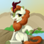 Size: 500x500 | Tagged: safe, artist:d.w.h.cn, character:autumn blaze, species:kirin, g4, autumn blaze's puppet, awwtumn blaze, cheek fluff, cloven hooves, colored, colored hooves, cute, eyebrows, female, hooves, leg fluff, mare, sitting, smiling, solo, three quarter view