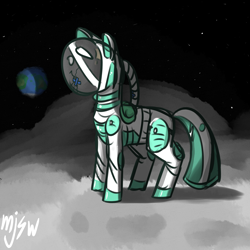 Size: 4000x4000 | Tagged: safe, artist:mjsw, oc, species:pony, moon, sketch, solo, space, space suit