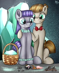 Size: 1462x1814 | Tagged: safe, artist:appleneedle, character:boulder, character:maud pie, character:mudbriar, species:earth pony, species:pony, ship:maudbriar, episode:hearts and hooves day, episode:the maud couple, g4, my little pony: friendship is magic, art, brony, cargo ship, couple, digital art, drawing, female, holiday, love, male, marriage, romantic, ship, shipping, stick and stone, straight, twiggy (pet), valentine, valentine's day, wedding