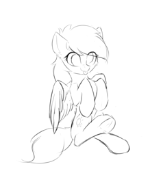 Size: 855x900 | Tagged: safe, artist:d.w.h.cn, character:derpy hooves, species:pegasus, species:pony, black and white, female, grayscale, mare, monochrome, solo, tongue out, wip