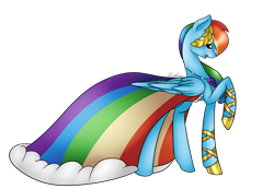 Size: 2943x2038 | Tagged: safe, artist:midfire, character:rainbow dash, species:pegasus, species:pony, clothing, cute, dashabetes, dress, female, folded wings, gala dress, mare, raised hoof, simple background, smiling, solo, transparent background, wings