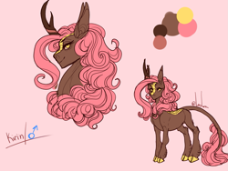 Size: 1333x1000 | Tagged: safe, artist:snowberry, oc, oc only, oc:eros (snowberry), species:kirin, species:pony, femboy, looking at you, male, smiling, solo, stallion
