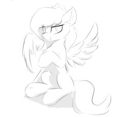 Size: 720x669 | Tagged: safe, artist:d.w.h.cn, species:pegasus, species:pony, black and white, grayscale, monochrome, solo
