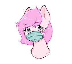 Size: 1800x1600 | Tagged: safe, artist:poofindi, oc, oc only, oc:kayla, species:pony, bust, commission, coronavirus, covid-19, face mask, female, mare, mask, ppe, simple background, solo, surgical mask, transparent background, ych example, your character here