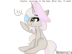 Size: 1600x1200 | Tagged: safe, artist:memengla, oc, oc:memengla, species:pony, species:unicorn, easter, easter bunny, easter egg, female, filly, holiday, simple background, solo, transparent background, younger