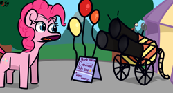 Size: 3208x1727 | Tagged: safe, artist:mjsw, character:pinkie pie, species:pony, female, mare, party cannon, solo