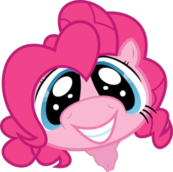 Size: 6049x6034 | Tagged: safe, artist:baka-neku, character:pinkie pie, species:earth pony, species:pony, absurd resolution, boop, cute, diapinkes, faec, female, fisheye lens, grin, looking at you, mare, offscreen character, pov, simple background, smiling, solo, squee, transparent background, vector