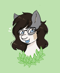 Size: 447x543 | Tagged: safe, artist:poofindi, oc, oc only, oc:mama chubs, species:earth pony, species:pony, blue eyes, bust, female, glasses, mare, nose piercing, piercing, simple background