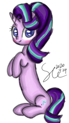 Size: 720x1280 | Tagged: safe, artist:starflashing twinkle, character:starlight glimmer, species:pony, species:unicorn, blushing, cute, cutie mark, eye, eyes, female, hooves, long glimmer, looking at you, simple background, solo, white background