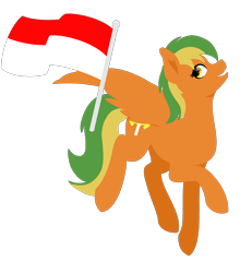 Size: 2208x2392 | Tagged: safe, artist:ponyrailartist, oc, oc only, oc:naviga, species:pegasus, species:pony, flag, indonesia, indonesian flag, looking back, pegasus oc, simple background, solo, transparent background, wings