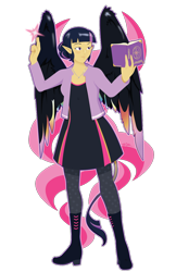 Size: 792x1224 | Tagged: safe, artist:willoillo, character:twilight sparkle, species:human, book, female, humanized, simple background, solo, transparent background