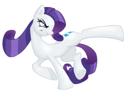Size: 2000x1452 | Tagged: safe, artist:kelisah, character:rarity, female, kicking, simple background, solo, transparent background