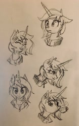 Size: 2230x3575 | Tagged: safe, artist:willoillo, oc, oc only, oc:lavender hex, species:pony, species:unicorn, cup, female, mare, monochrome, sketch, solo, traditional art