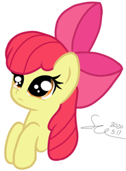 Size: 696x946 | Tagged: safe, artist:starflashing twinkle, character:apple bloom, species:earth pony, species:pony, :3, cute, female, simple background, solo, white background