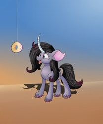 Size: 1500x1800 | Tagged: safe, artist:huffy26, character:oleander, species:classical unicorn, species:pony, species:unicorn, newbie artist training grounds, them's fightin' herds, atg 2020, cloven hooves, donut, female, food, leonine tail, solo, unshorn fetlocks