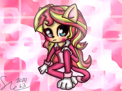 Size: 1080x810 | Tagged: safe, artist:starflashing twinkle, character:sunset shimmer, my little pony:equestria girls, :3, animal costume, blushing, cat costume, cat ears, clothing, costume, cute, female, lovely, nyanset shimmer, solo, tail