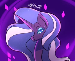 Size: 1600x1300 | Tagged: safe, artist:melliedraws, character:nightmare rarity, character:rarity, species:pony, species:unicorn, newbie artist training grounds, bust, female, solo