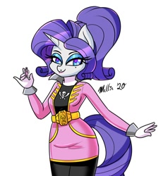 Size: 1000x1050 | Tagged: safe, artist:melliedraws, character:rarity, species:anthro, newbie artist training grounds, atg 2020, clothing, female, gokaiger, pirate, pirate rarity, solo, super sentai, toy, uniform