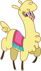 Size: 984x1696 | Tagged: safe, artist:mane6, community related, character:paprika paca, species:alpaca, them's fightin' herds, chest fluff, cloven hooves, female, grin, no pupils, purple eyes, simple background, smiling, solo, teeth, transparent background, vector