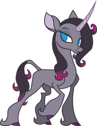 Size: 1195x1562 | Tagged: safe, alternate version, artist:mane6, community related, character:oleander, species:classical unicorn, species:pony, species:unicorn, them's fightin' herds, blue eyes, cloven hooves, curved horn, female, horn, leonine tail, lidded eyes, mare, no pupils, simple background, solo, transparent background, unshorn fetlocks, vector