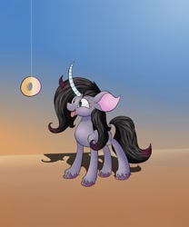 Size: 1280x1536 | Tagged: safe, artist:huffy26, community related, character:oleander, species:classical unicorn, species:pony, species:unicorn, newbie artist training grounds, them's fightin' herds, atg 2020, awwleander, cloven hooves, cute, donut, food, happy, leonine tail, tongue out, unshorn fetlocks