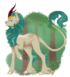Size: 2876x3152 | Tagged: safe, artist:holoriot, character:rain shine, species:kirin, episode:sounds of silence, g4, my little pony: friendship is magic, cloven hooves, female, forest, high res, leonine tail, profile, simple background, solo, transparent background, tree, unshorn fetlocks