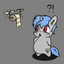 Size: 1024x1024 | Tagged: safe, artist:dark_nidus, oc, oc:ponywka, species:pony, species:unicorn, animated, candle, commission, jackbox, no sound, question mark, toilet paper, webm, your character here