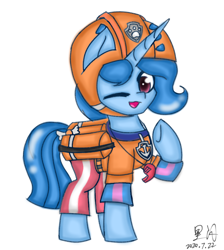 Size: 726x810 | Tagged: safe, artist:starflashing twinkle, character:spring rain, species:pony, species:unicorn, series:sprglitemplight diary, series:sprglitemplight life jacket days, series:springshadowdrops diary, series:springshadowdrops life jacket days, cute, female, hooves, lifeguard, lifeguard spring rain, mare, paw patrol, simple background, solo, springbetes, white background, zuma (paw patrol)