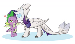 Size: 1700x1000 | Tagged: safe, artist:mew-me, character:rarity, character:spike, species:dragon, species:pony, species:unicorn, ship:sparity, clothing, cosplay, costume, cute, female, floating heart, heart, how to train your dragon, light fury, male, raribetes, shipping, smiling, spikabetes, spikelove, straight