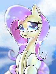 Size: 768x1024 | Tagged: safe, artist:tomizawa96, character:fluttershy, species:pegasus, species:pony, cute, female, shyabetes, sitting, solo