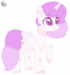 Size: 1920x2049 | Tagged: safe, artist:princesslunayay, base used, character:princess celestia, species:alicorn, species:pony, g4, colored eyebrows, colored eyelashes, colored pupils, cute, cutelestia, eyebrows, eyebrows visible through hair, female, happy, logo, mare, pink-mane celestia, simple background, smiling, solo, white background, young, young celestia, younger