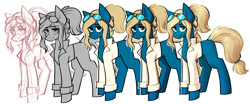 Size: 2480x1036 | Tagged: safe, artist:earthpone, oc, oc:dory, species:earth pony, species:pony, g4, cell shaded, commission, commissions open, female, fullbody, lineart, mare, simple background, sketch, solo, transparent background
