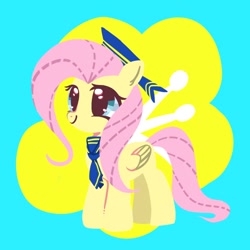 Size: 768x768 | Tagged: safe, artist:tomizawa96, character:fluttershy, species:pegasus, species:pony, g4, accessory, clothing, female, hat, mare, smiling, solo