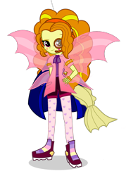 Size: 1404x1966 | Tagged: safe, artist:starflashing twinkle, character:adagio dazzle, species:eqg human, g4, my little pony:equestria girls, ascot, bracelet, clothing, cute, disguise, disguised siren, female, fin wings, fish tail, headset, jewelry, looking at you, monocle, pantyhose, simple background, solo, transparent background, wings