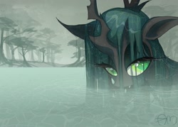 Size: 2688x1920 | Tagged: dead source, safe, artist:yuji8sushi, character:queen chrysalis, species:changeling, submerged, water, wet mane