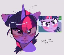 Size: 2048x1780 | Tagged: safe, artist:poneko-chan, screencap, character:twilight sparkle, species:pony, species:unicorn, episode:lesson zero, g4, my little pony: friendship is magic, blushing, crying, dishevelled, female, looking at you, mare, scene interpretation, solo