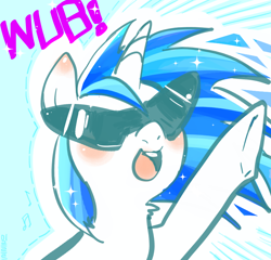 Size: 780x750 | Tagged: safe, artist:mirululu, character:dj pon-3, character:vinyl scratch, species:pony, species:unicorn, g4, female, mare, neck fluff, open mouth, solo, sunglasses, wub