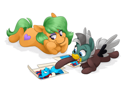 Size: 3500x2400 | Tagged: safe, artist:luximus17, oc, oc:andrew swiftwing, oc:duk, oc:kiwi nectar, species:bird, species:duck, g4, cute, duck pony, fangirling, gal pals, hanging out, poster, quack, quak