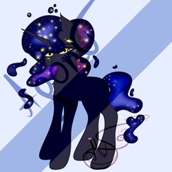 Size: 853x853 | Tagged: safe, artist:nel_liddell, oc, oc only, species:pony, species:unicorn, g4, ethereal mane, galaxy mane, horn, signature, solo, unicorn oc, watermark, wide eyes