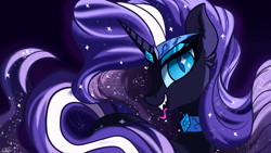 Size: 3840x2160 | Tagged: safe, artist:sadtrooper, idw, character:nightmare rarity, character:rarity, species:pony, species:unicorn, g4, colored pupils, ear fluff, female, looking at you, mare, open mouth, profile, sharp teeth, solo, teeth, tongue out