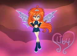 Size: 1280x930 | Tagged: safe, artist:kova360, artist:lumi-infinite64, base used, g4, my little pony:equestria girls, barely eqg related, bloom (winx club), clothing, crossover, crown, dark bloom, equestria girls style, equestria girls-ified, fairy, fairy wings, female, flying, jewelry, magic winx, regalia, shoes, solo, wings, winx, winx club